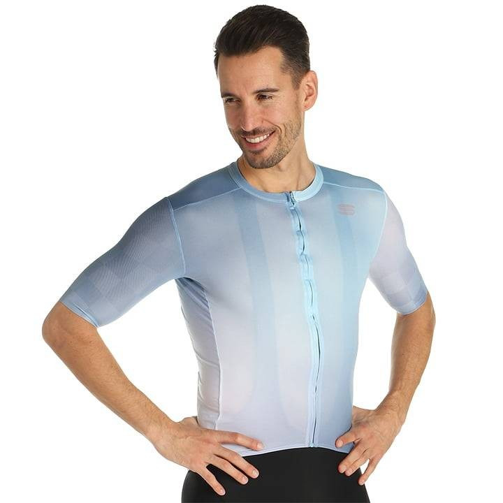 Maillot corto Sportful Rocket azul claro para ciclistas cómodos y frescos