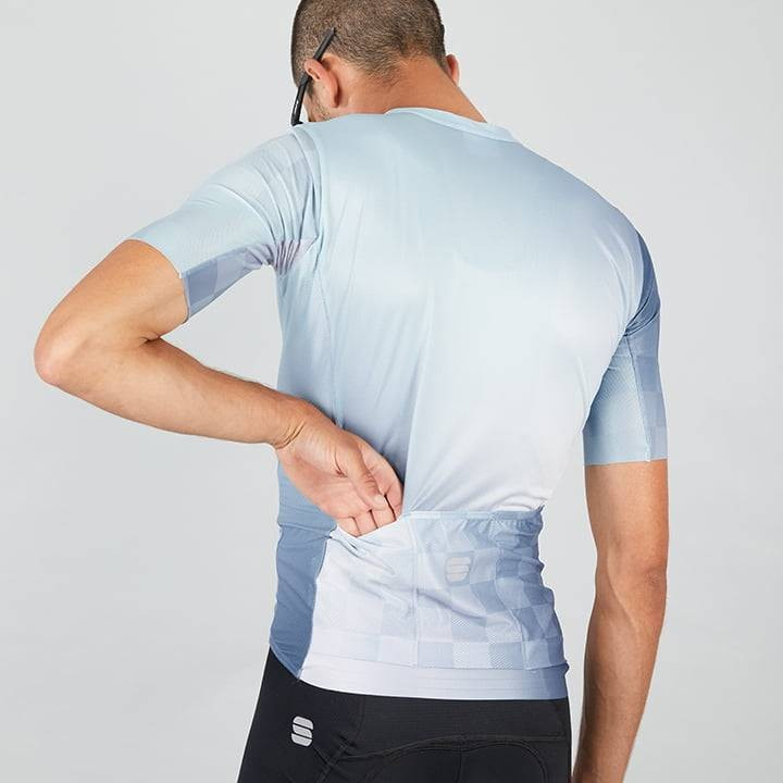 Maillot corto Sportful Rocket azul claro para ciclistas cómodos y frescos