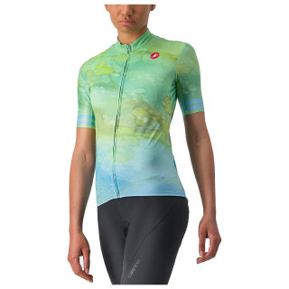 Maillot corto de ciclismo para mujer en marmo verde-azul de CASTELLI, comodidad y estilo en cada pedaleo