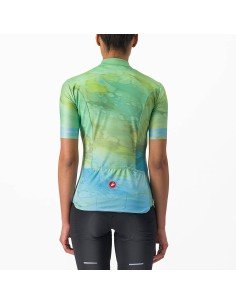 Maillot corto de ciclismo para mujer en marmo verde-azul de CASTELLI, comodidad y estilo en cada pedaleo 2