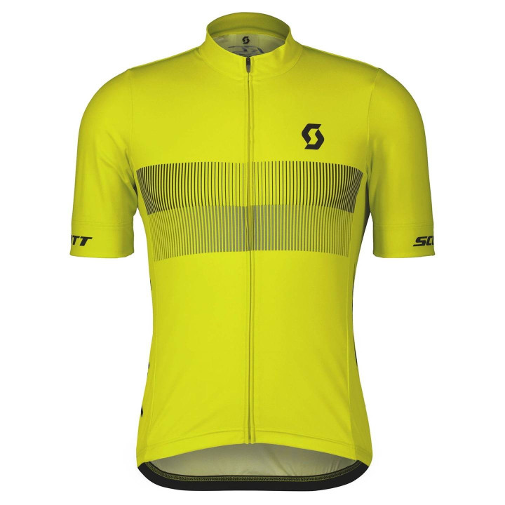 Maillot corto SCOTT RC Team 10 amarillo y negro para ciclistas que buscan frescura y comodidad