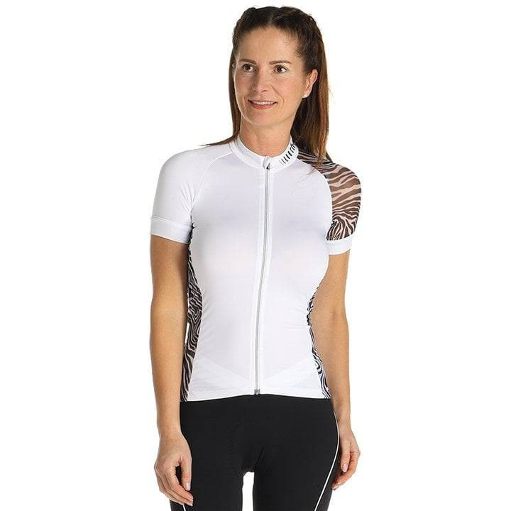 Maillot corto mujer RH+ Elite Evo en negro y blanco para ciclistas exigentes