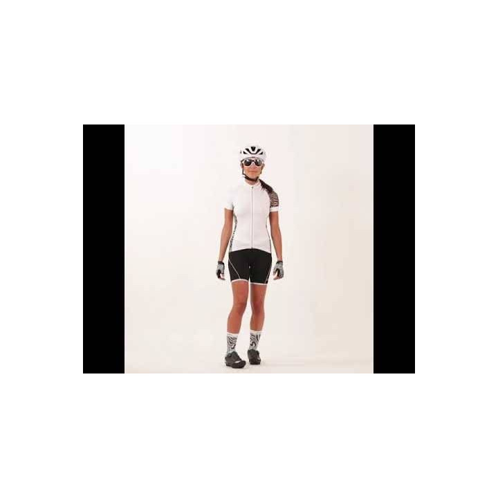 Maillot corto mujer RH+ Elite Evo en negro y blanco para ciclistas exigentes
