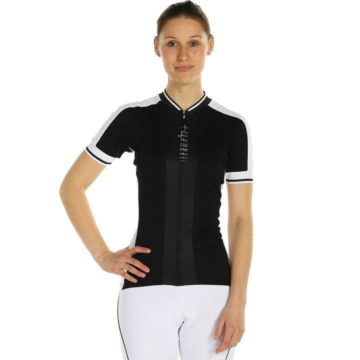 Maillot de ciclismo corto para mujer RH+ Roadie en negro y blanco, comodidad y estilo en cada pedalada
