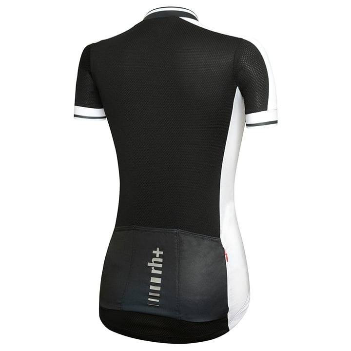 Maillot de ciclismo corto para mujer RH+ Roadie en negro y blanco, comodidad y estilo en cada pedalada