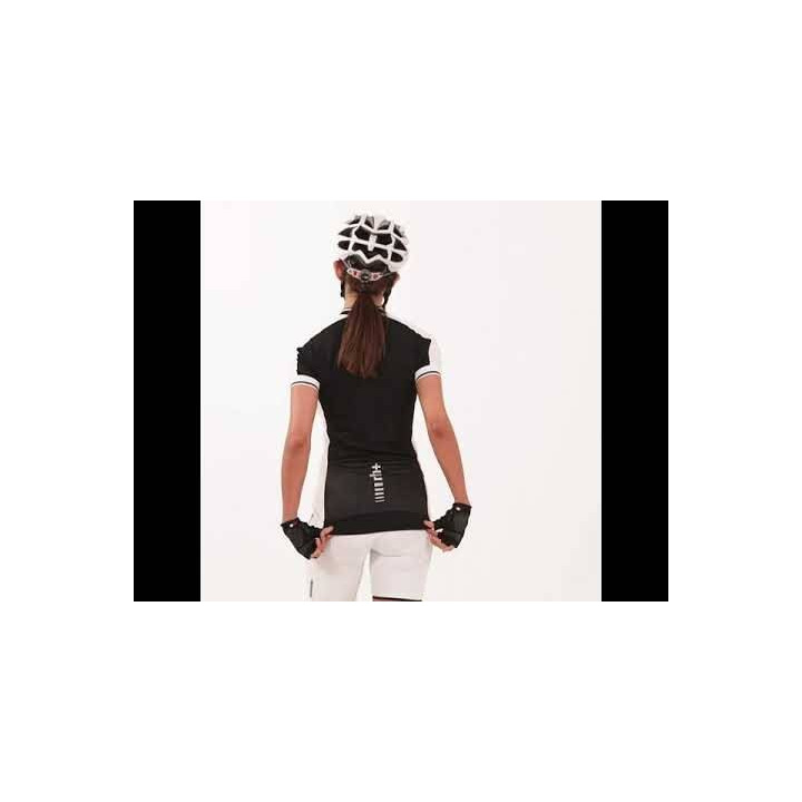 Maillot de ciclismo corto para mujer RH+ Roadie en negro y blanco, comodidad y estilo en cada pedalada