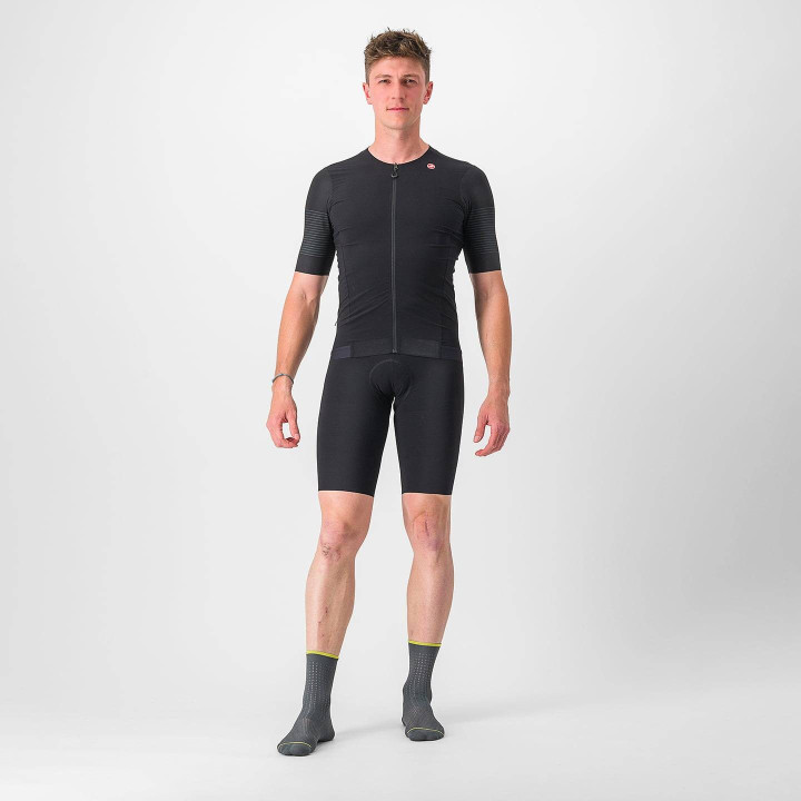 Maillot corto CASTELLI Premio negro: comodidad y estilo para tus rutas en bici