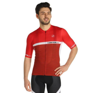 Maillot corto CASTELLI Competizione 2 en rojo y blanco para ciclistas que buscan comodidad y estilo
