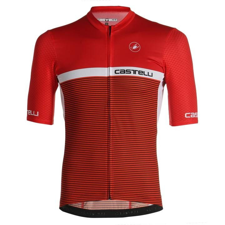 Maillot corto CASTELLI Competizione 2 en rojo y blanco para ciclistas que buscan comodidad y estilo