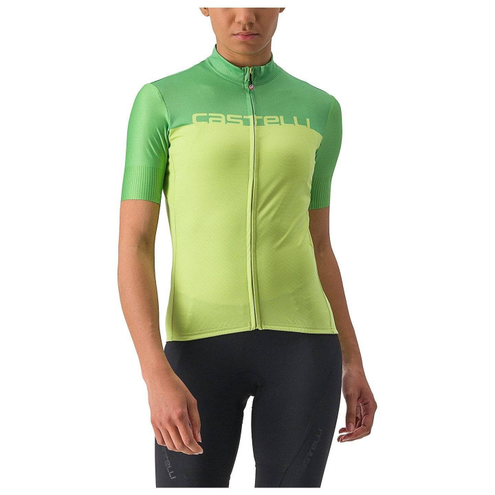 Maillot corto verde para mujer de CASTELLI, comodidad y estilo en cada pedalada