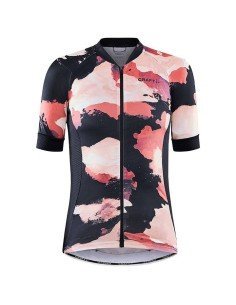 Maillot de ciclismo corto para mujer en fucsia y azul, cómodo y fresco 2