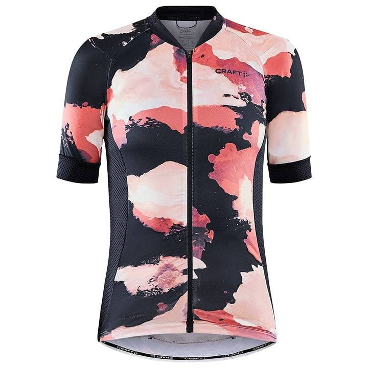 Maillot de ciclismo corto para mujer en fucsia y azul, cómodo y fresco