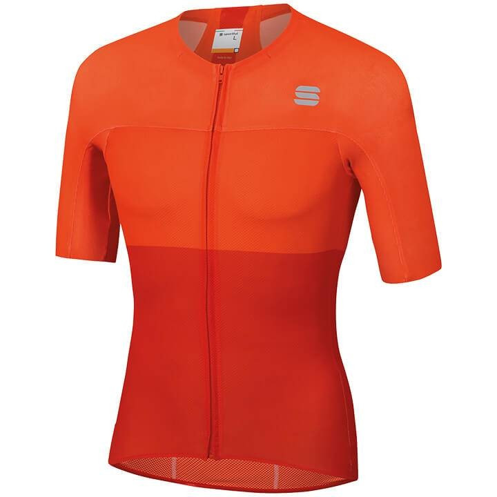 Maillot corto SPORTFUL Bodyfit Pro Light en naranja y rojo, ideal para ciclistas