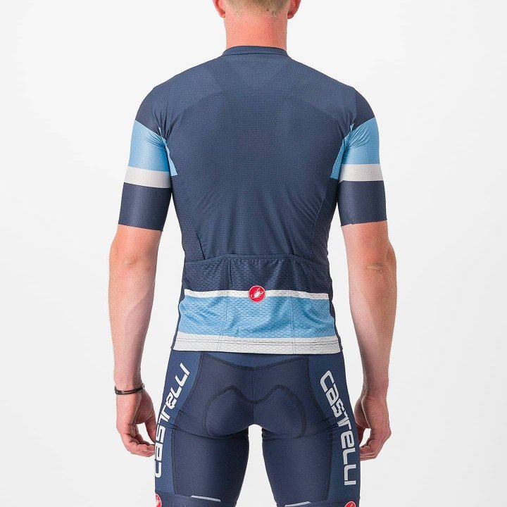 Maillot Scorpione 3 azul y blanco de Castelli para ciclistas exigentes