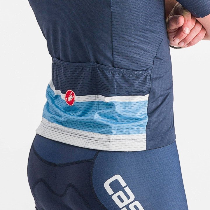 Maillot Scorpione 3 azul y blanco de Castelli para ciclistas exigentes