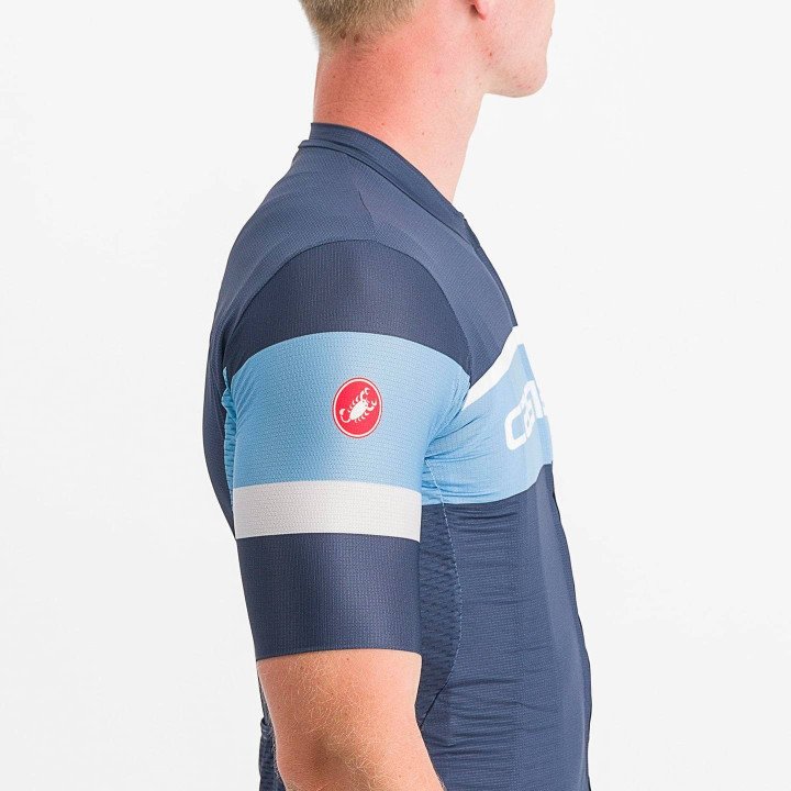 Maillot Scorpione 3 azul y blanco de Castelli para ciclistas exigentes
