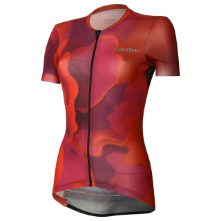 Maillot corto para mujer RH+ Super Light Evo en naranja y rojo, comodidad y estilo para ciclistas