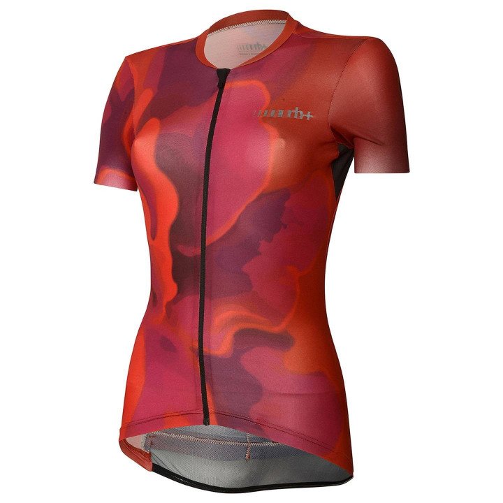 Maillot corto para mujer RH+ Super Light Evo en naranja y rojo, comodidad y estilo para ciclistas