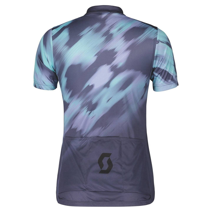Maillot corto para mujer SCOTT Contessa Sign lila-azul, comodidad y estilo en tus rutas de gravel