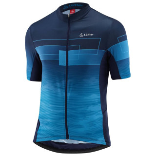 Maillot corto LÖFFLER Shadow azul: comodidad y frescura para tus rutas en bici