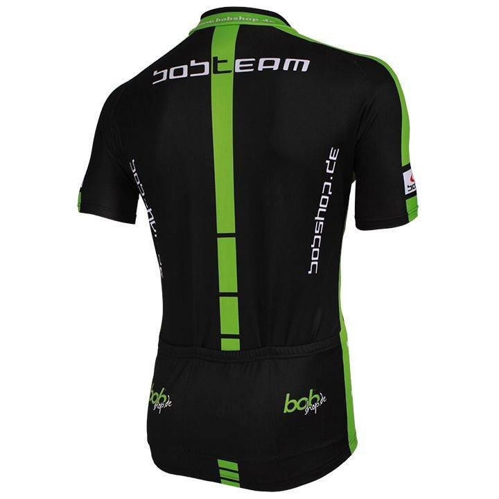 Maillot corto BOBTEAM en verde y negro para ciclistas que buscan estilo y comodidad
