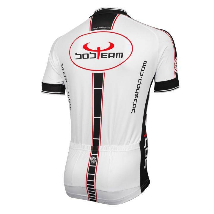 Maillot BOBTEAM Infinity negro-blanco para ciclistas cómodos y con estilo
