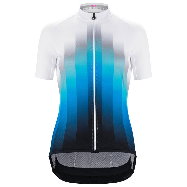 Maillot corto para mujer ASSOS Uma GT c2 Gruppetto en azul y blanco, ideal para ciclistas