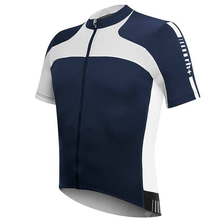 Maillot corto RH+ Agility azul y blanco para ciclistas cómodos y con estilo