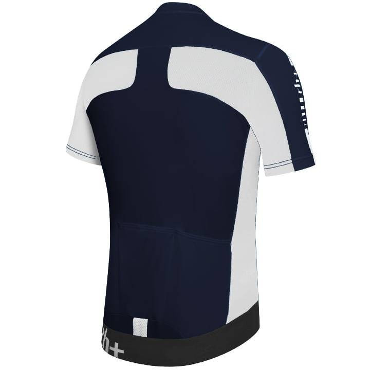 Maillot corto RH+ Agility azul y blanco para ciclistas cómodos y con estilo
