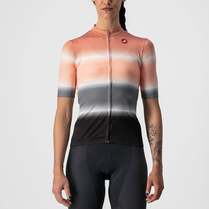 Maillot corto mujer Castelli Dolce fucsia y negro para ciclistas con estilo y comodidad