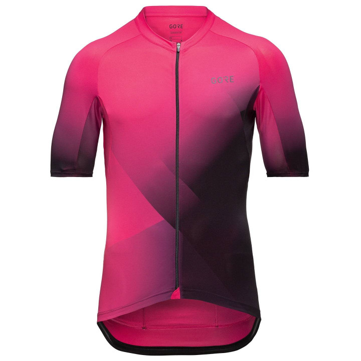 Maillot de ciclismo corto Fade fucsia y negro para un pedaleo cómodo y fresco