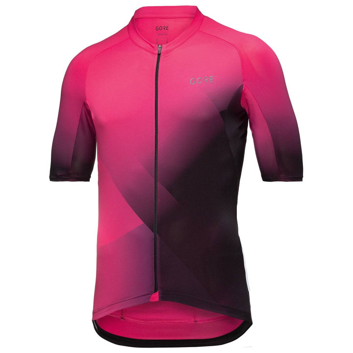 Maillot de ciclismo corto Fade fucsia y negro para un pedaleo cómodo y fresco