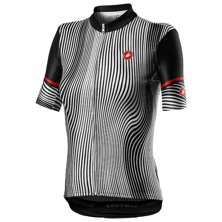Maillot corto mujer CASTELLI Illusione negro-blanco para ciclistas con estilo y comodidad