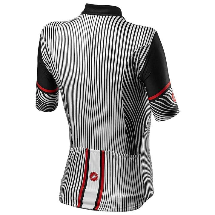 Maillot corto mujer CASTELLI Illusione negro-blanco para ciclistas con estilo y comodidad