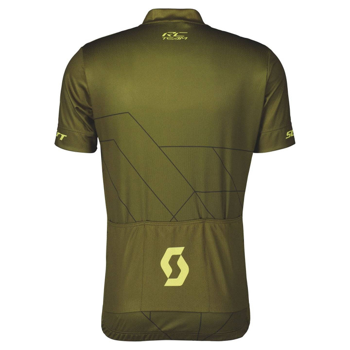 Maillot corto SCOTT RC Team 20 en verde y amarillo, ideal para ciclistas