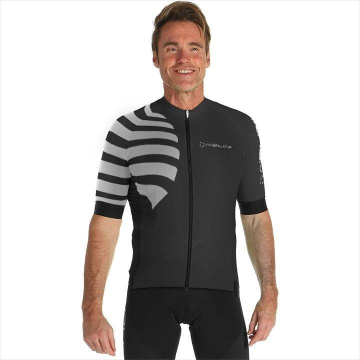 Maillot NALINI Stripes negro-gris para ciclistas que buscan estilo y comodidad