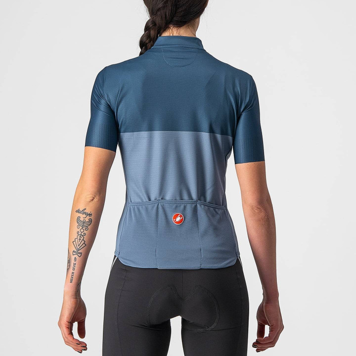 Maillot corto para mujer Velocissima azul de CASTELLI, comodidad y estilo en cada pedalada