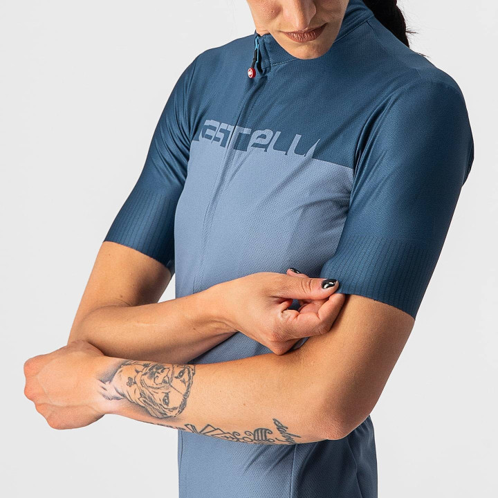 Maillot corto para mujer Velocissima azul de CASTELLI, comodidad y estilo en cada pedalada