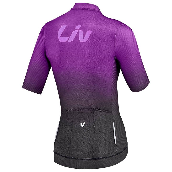 Maillot de ciclismo corto para mujer LIV Race Day en lila y negro, comodidad y estilo en cada pedaleo