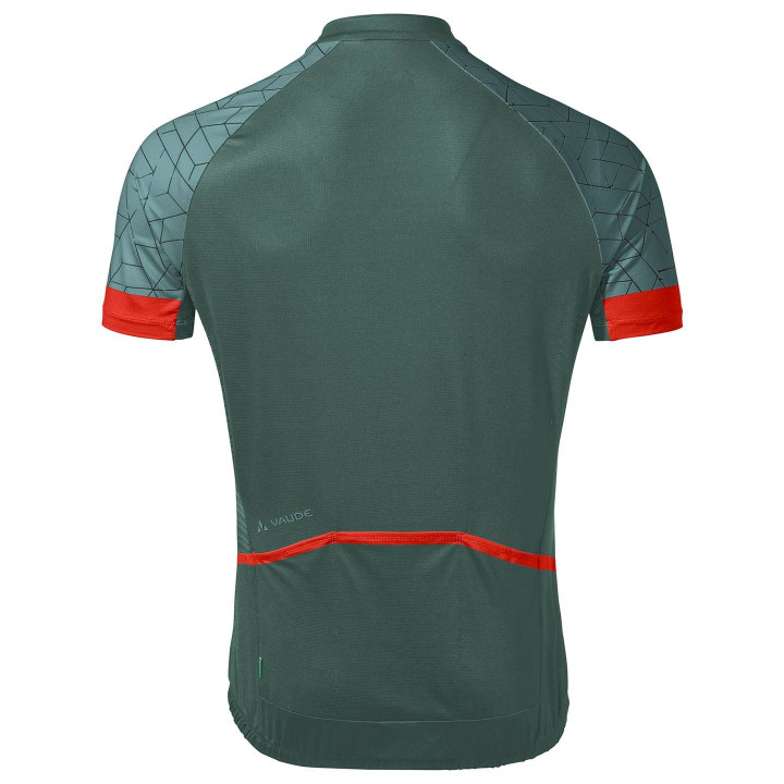 Maillot corto VAUDE Posta HZ en verde y rojo: comodidad y estilo para ciclistas