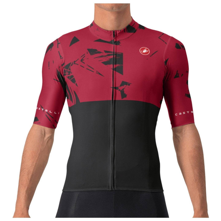 Maillot de ciclismo CASTELLI Color Rock negro-burdeos, comodidad y estilo en cada pedalada