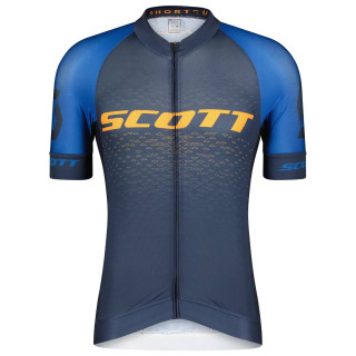 Maillot corto SCOTT RC Pro naranja y azul, ideal para ciclistas que buscan comodidad y estilo