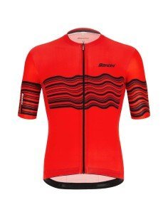 Maillot corto SANTINI Tono Profilo rojo: comodidad y frescura para ciclistas
