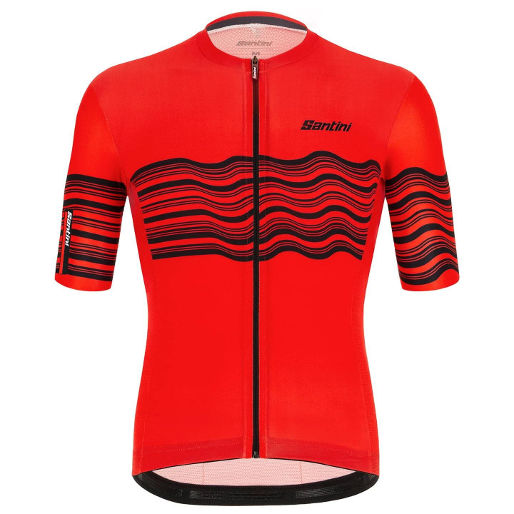Maillot corto SANTINI Tono Profilo rojo: comodidad y frescura para ciclistas