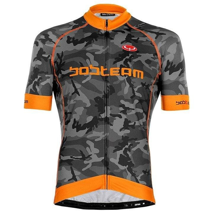 Maillot corto BOBTEAM Amo Camo gris y naranja neón, perfecto para ciclistas