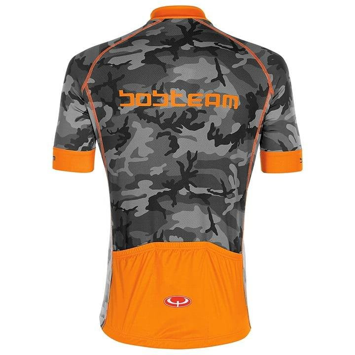 Maillot corto BOBTEAM Amo Camo gris y naranja neón, perfecto para ciclistas