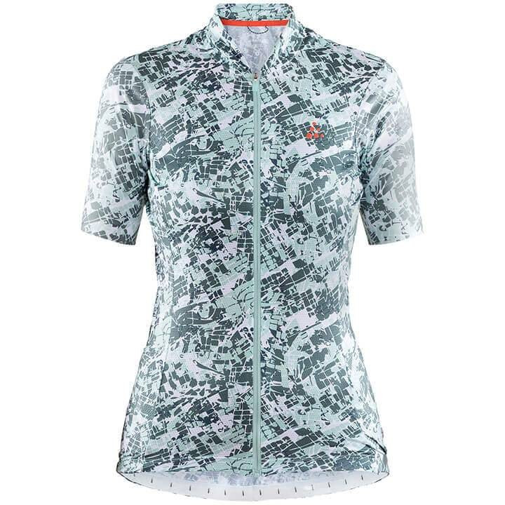 Maillot de ciclismo corto para mujer CRAFT Hale Graphic en verde y blanco
