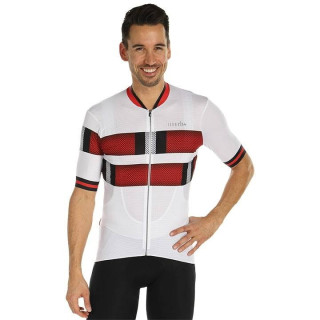 Maillot corto RH+ Snake rojo y blanco: estilo y comodidad para ciclistas