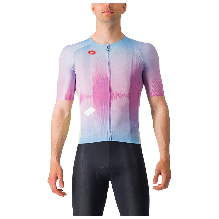 Maillot CASTELLI R-A/D fucsia y azul claro: comodidad y estilo para ciclistas