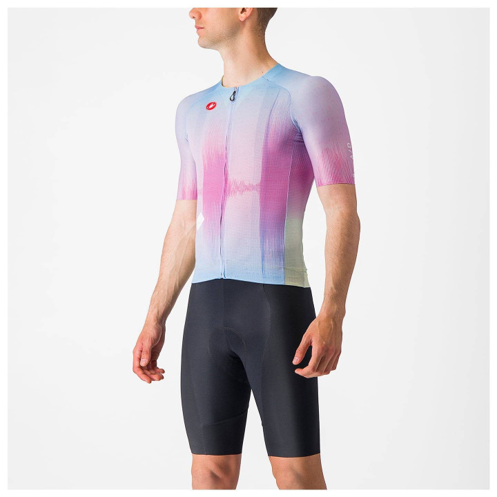 Maillot CASTELLI R-A/D fucsia y azul claro: comodidad y estilo para ciclistas